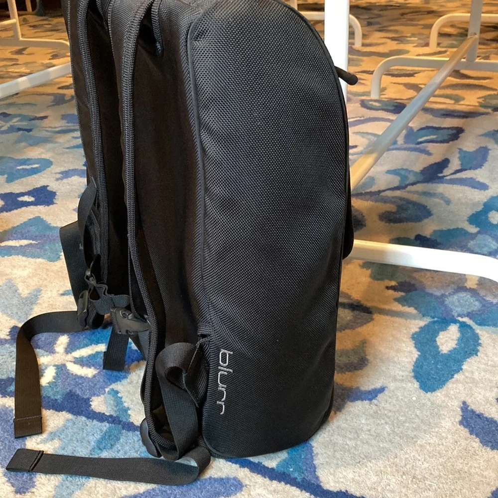 BLURR Solid Black Laptop Backpack London Tube Map Liner Pockets School Work